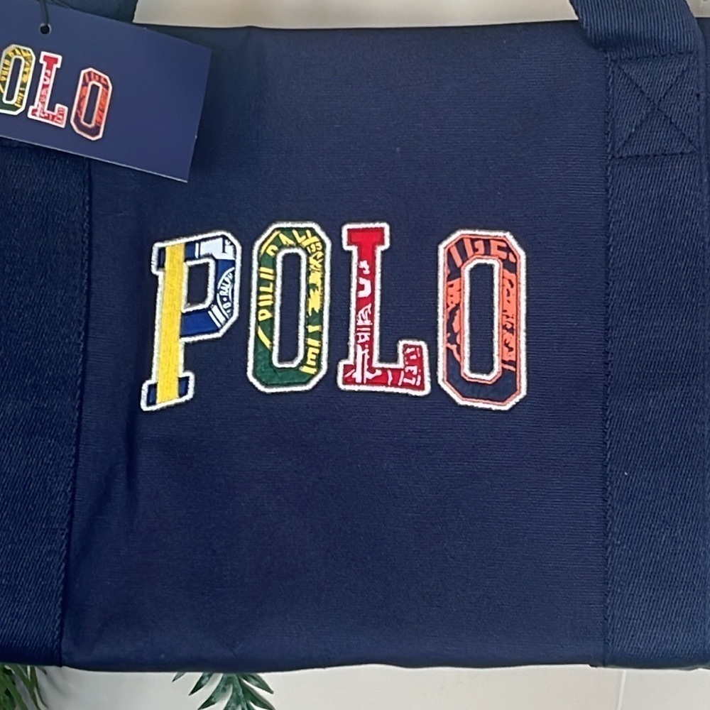 Brand New Polo Ralph Lauren Blue Duffle Bag w/ Embroidered Pony Colorful Logo - Picture 2 of 15